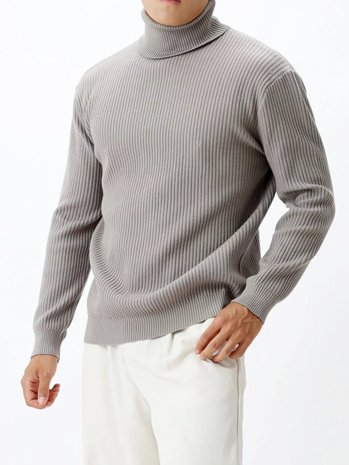 Men's Plus Size Ribbed Knit Turtleneck Sweater