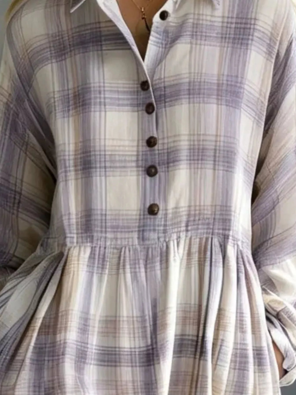 Plaid Button-Down Maxi Shirt Dress
