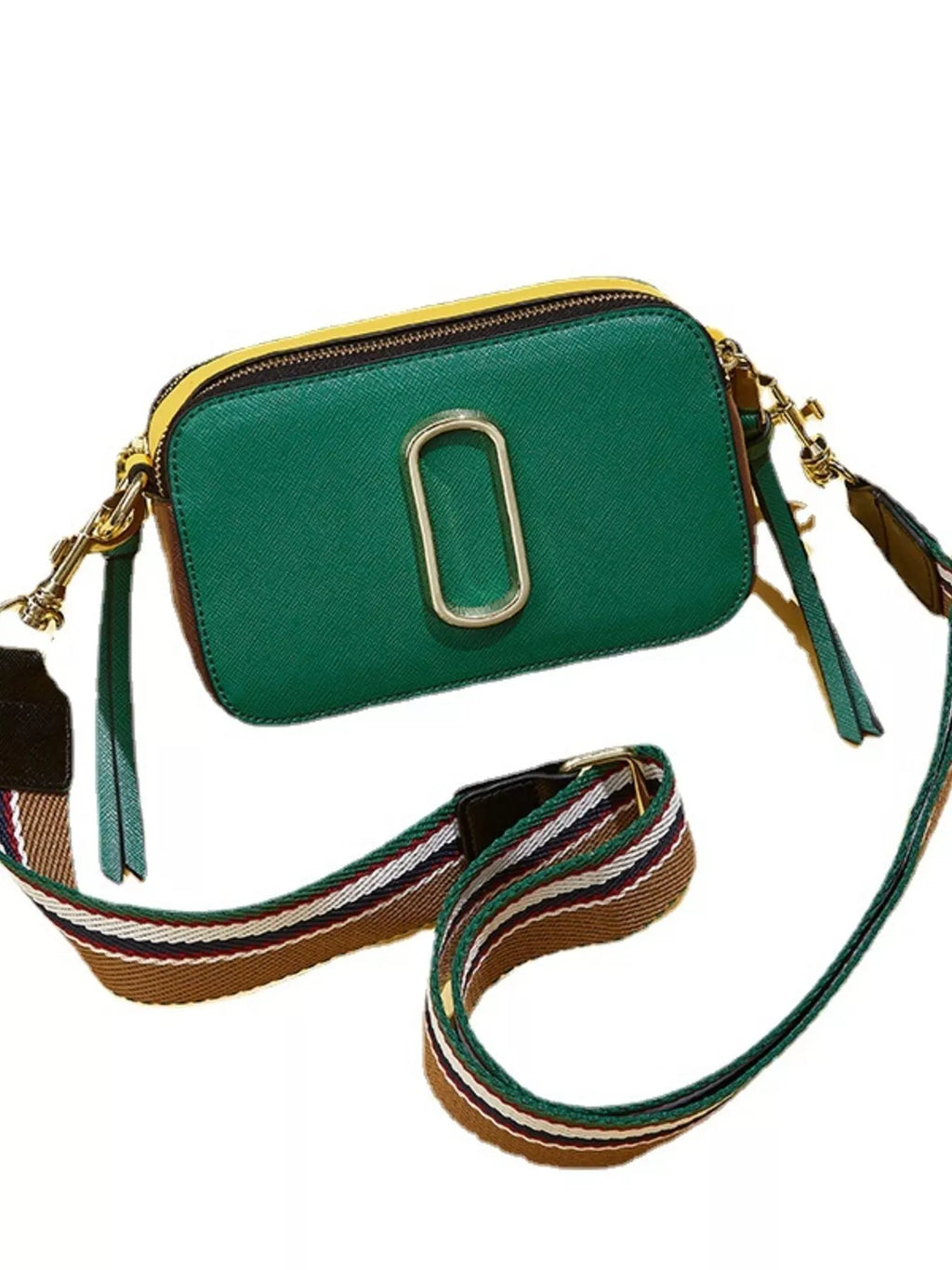 Color-Block Crossbody Bag with Webbing Strap