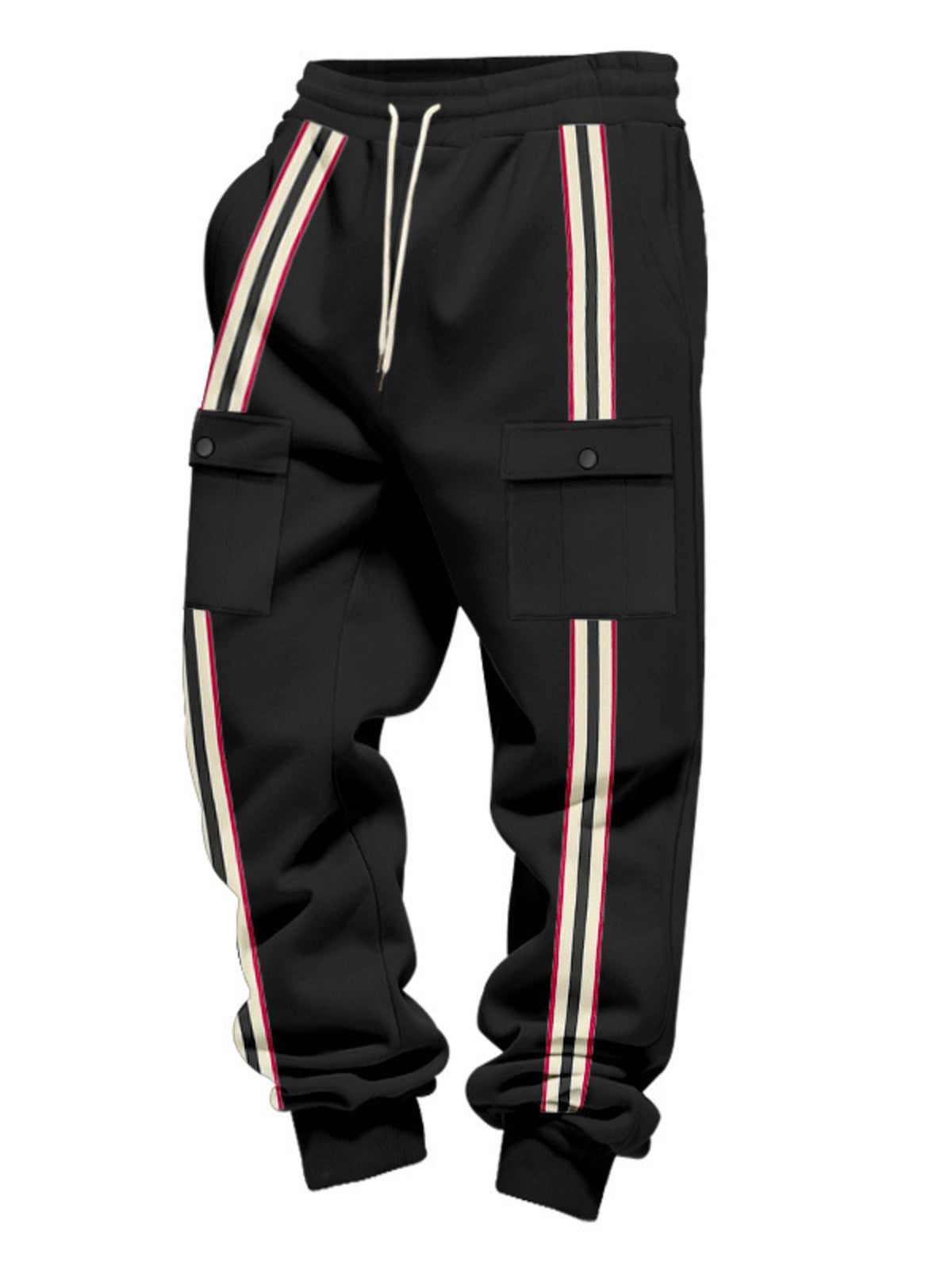 Men's Full Size Casual Striped Cargo Joggers Plus Size