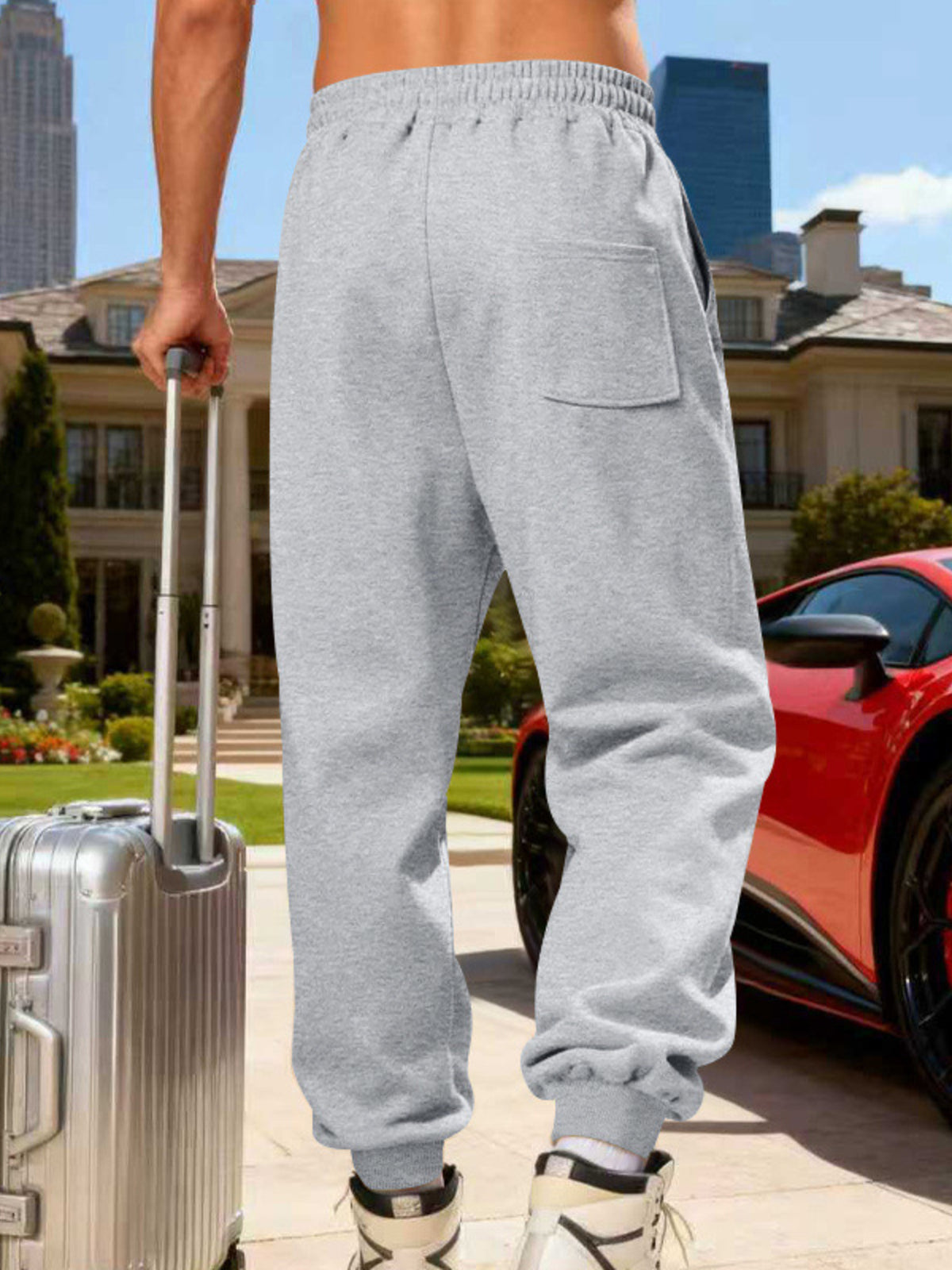 Men's Full Size Casual Striped Cargo Joggers Plus Size