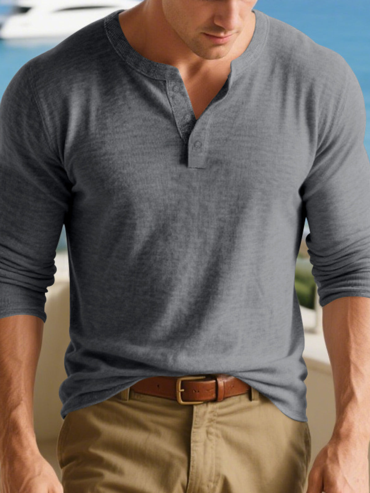 Men's Plus Size Breathable Long Sleeve T-Shirt - Dark Gray