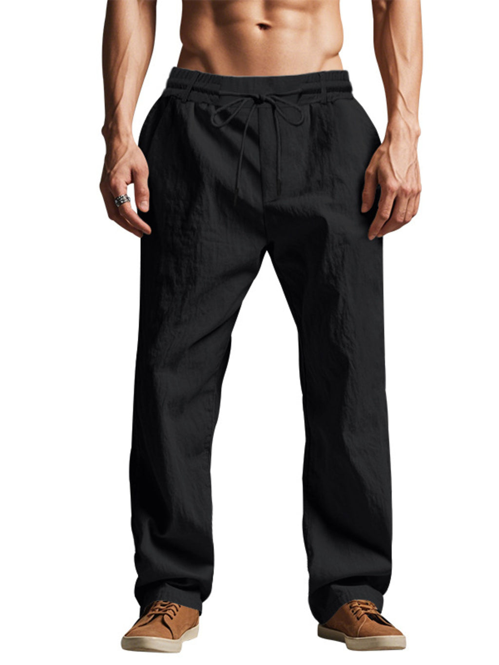 Men's Full Size Drawstring Elastic Waist Loose Fit Pants Plus Size