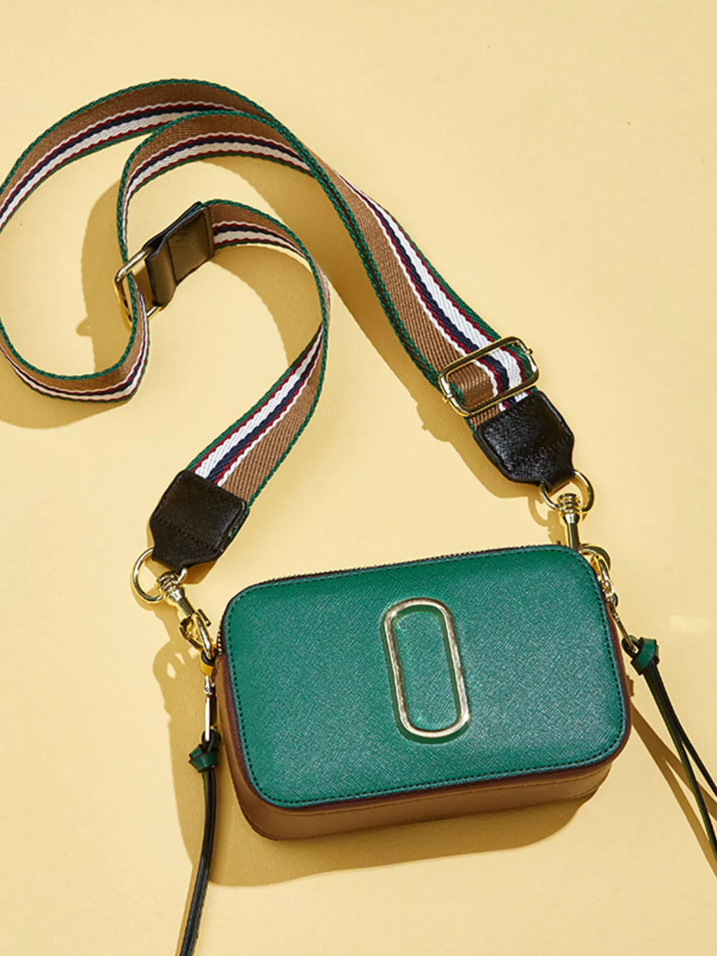 Color-Block Crossbody Bag with Webbing Strap