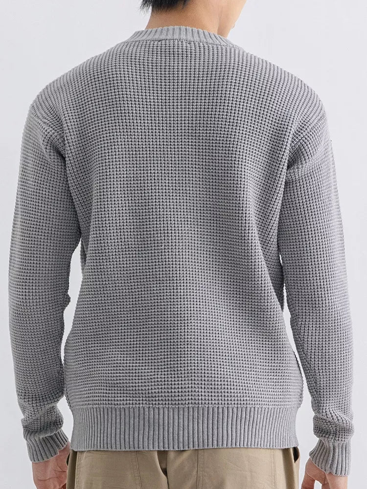 Men's Plus Size Waffle Knit Crew Neck Sweater