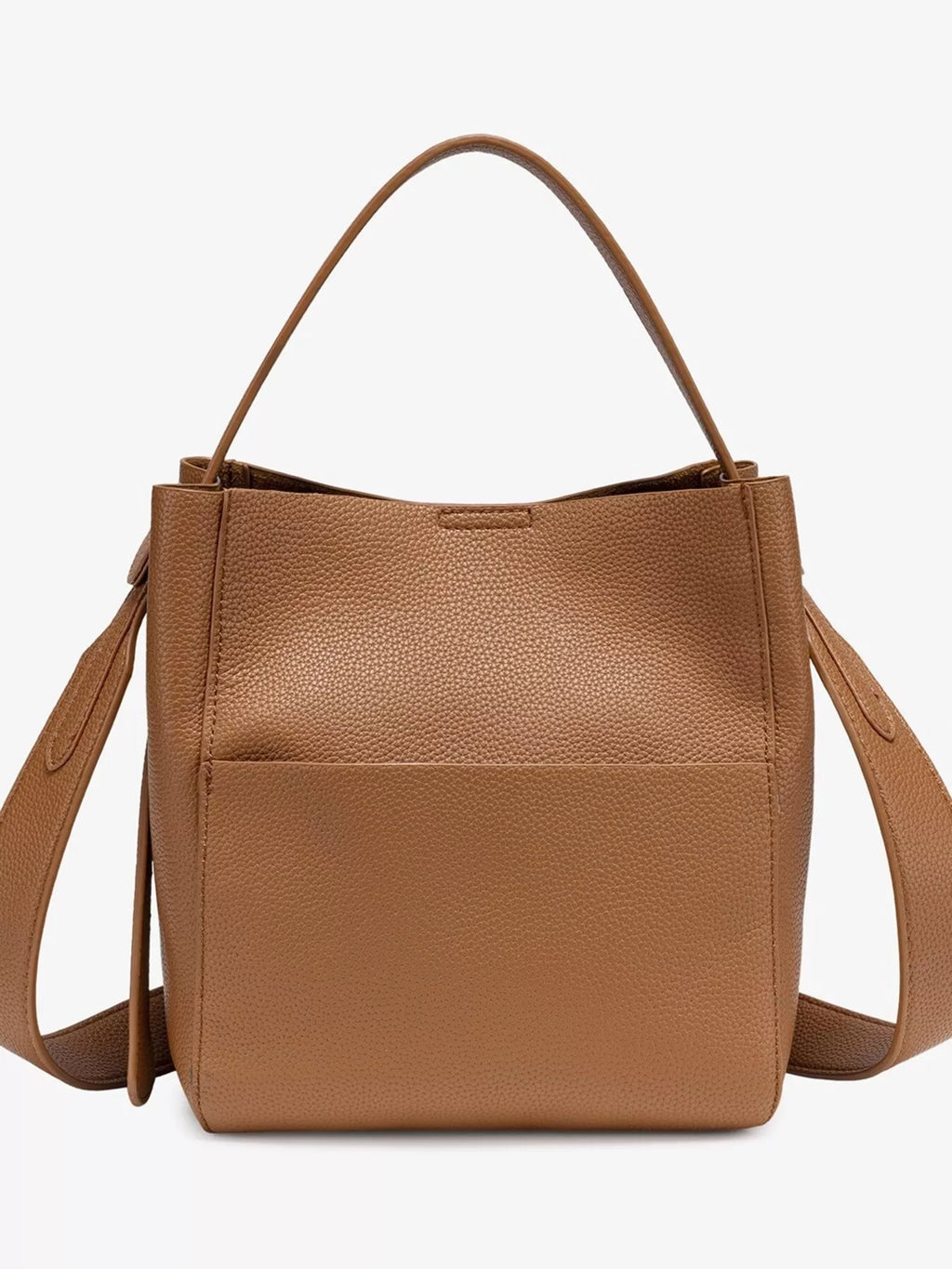 Minimalist Textured Leather Bucket Crossbody Bag