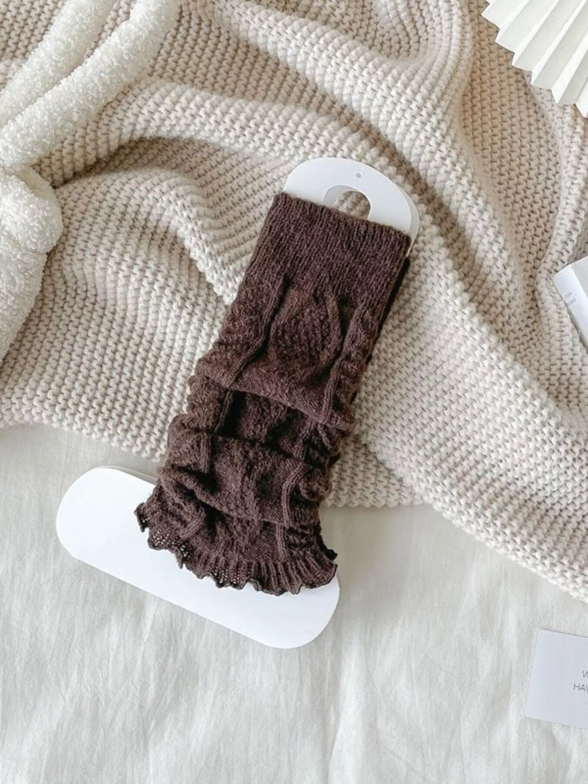 Knitted Leg Warmers - Coffee