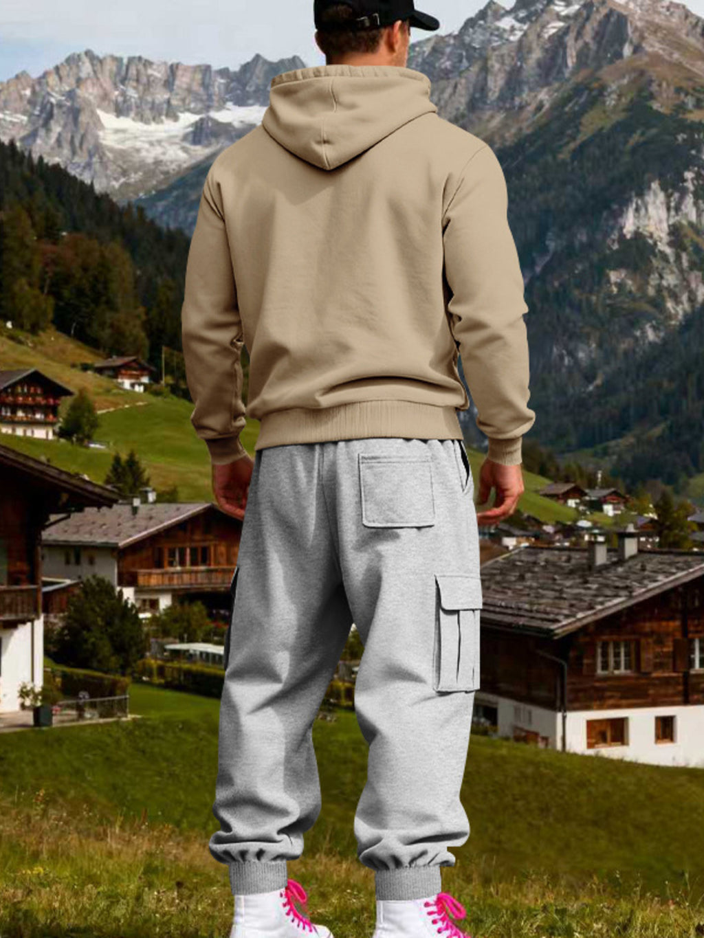 Men's Full Size Kangaroo Pocket Hoodie and Sweatpants Two-Piece Set Plus Size
