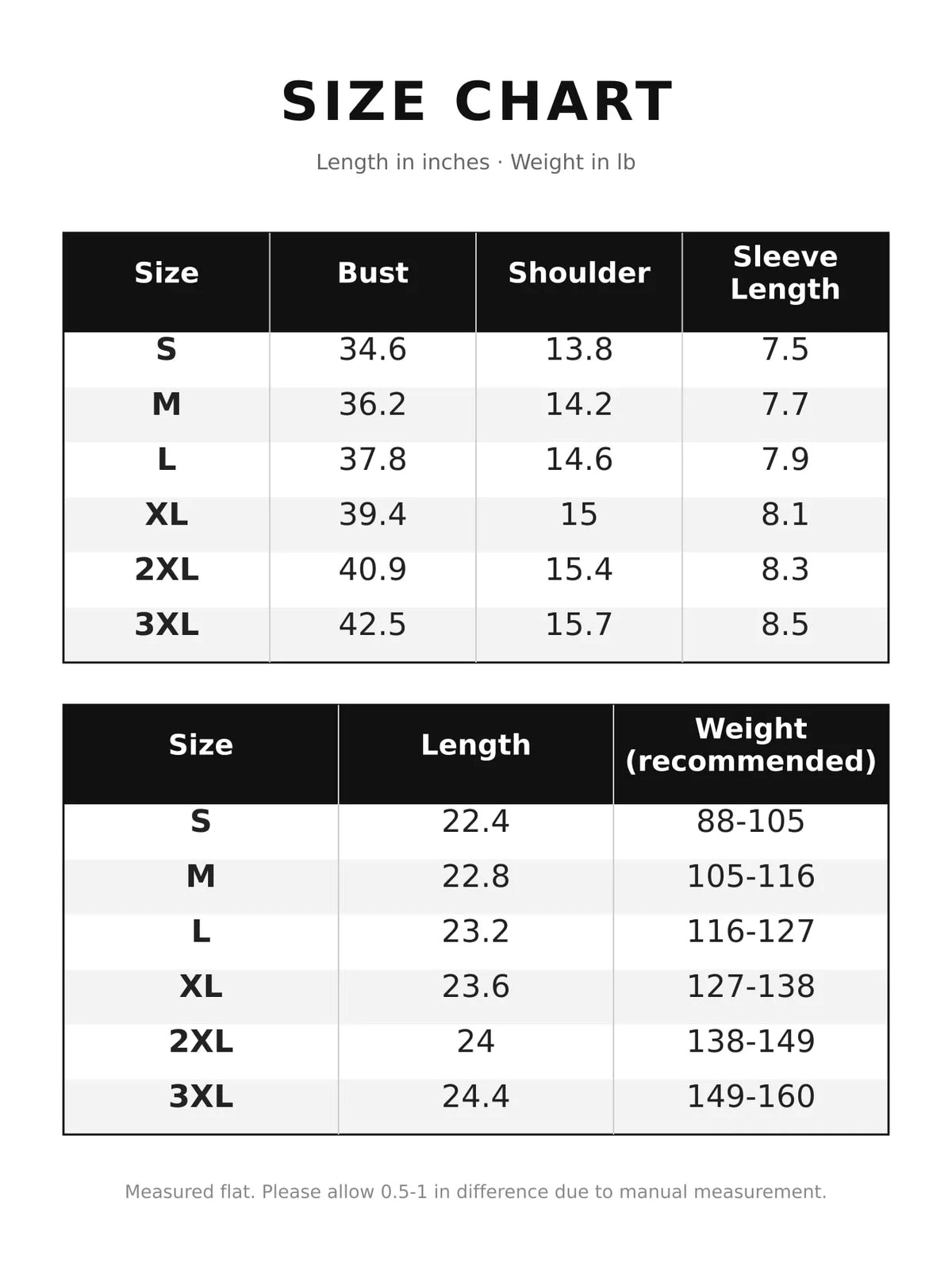 Full Size Crown Long Sleeve T-Shirt Plus Size - Size Chart
