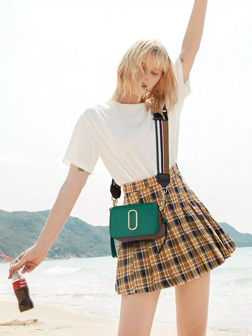 Color-Block Crossbody Bag with Webbing Strap