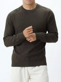 Men's Plus Size Textured Crew Neck Sweater - Army Green