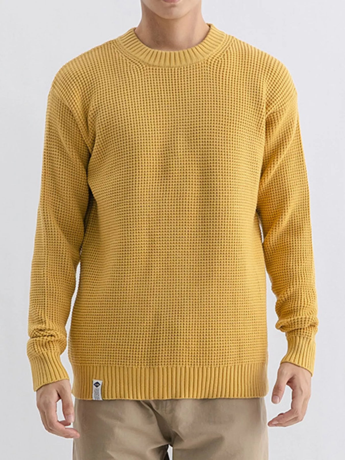 Men's Plus Size Waffle Knit Crew Neck Sweater - Ginger