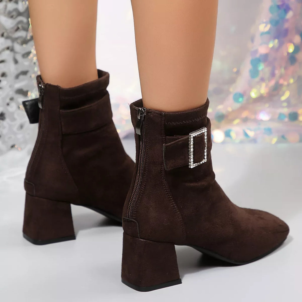 Round Toe Block Heels Boots