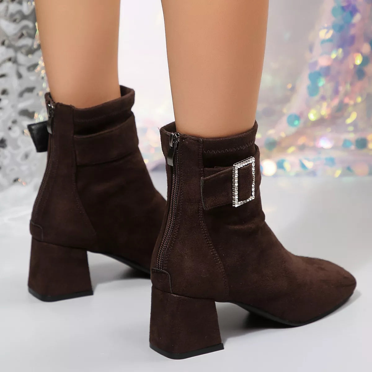 Round Toe Block Heels Boots