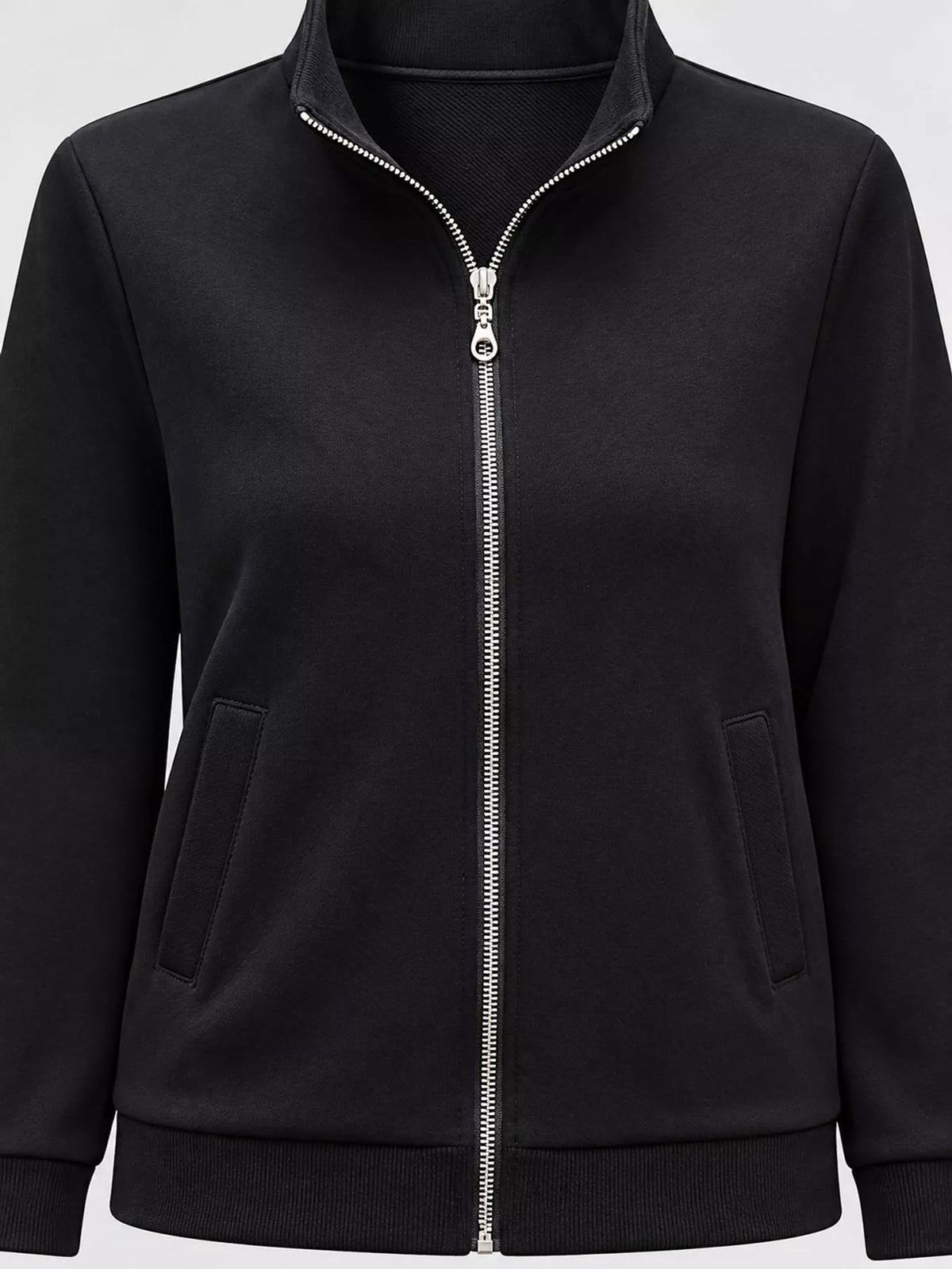 Full Size Stand-Collar Zip-Up Sweatshirt Plus Size