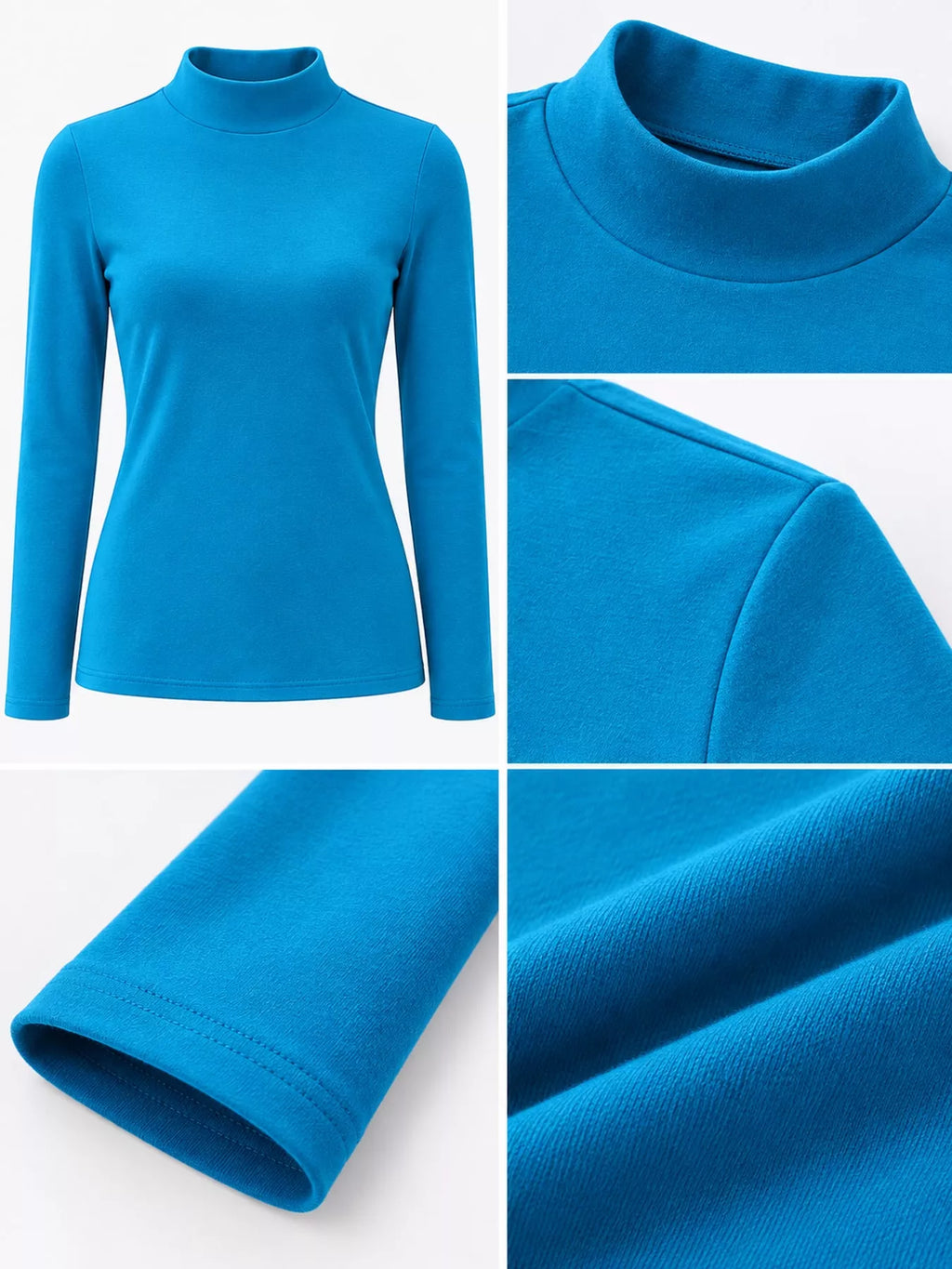 Full Size Slim-Fit Mock Neck Long Sleeve Basic T-Shirt Plus Size