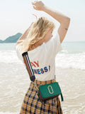 Color-Block Crossbody Bag with Webbing Strap - Dark Green