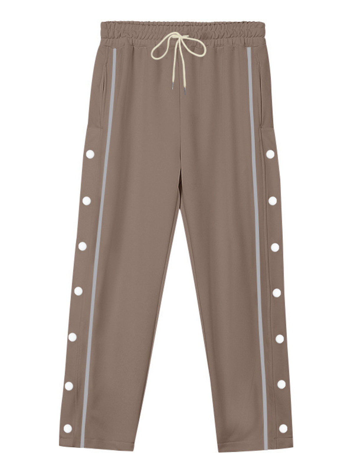 Men's Full Size Side Snap Button Pants Plus Size - Brown