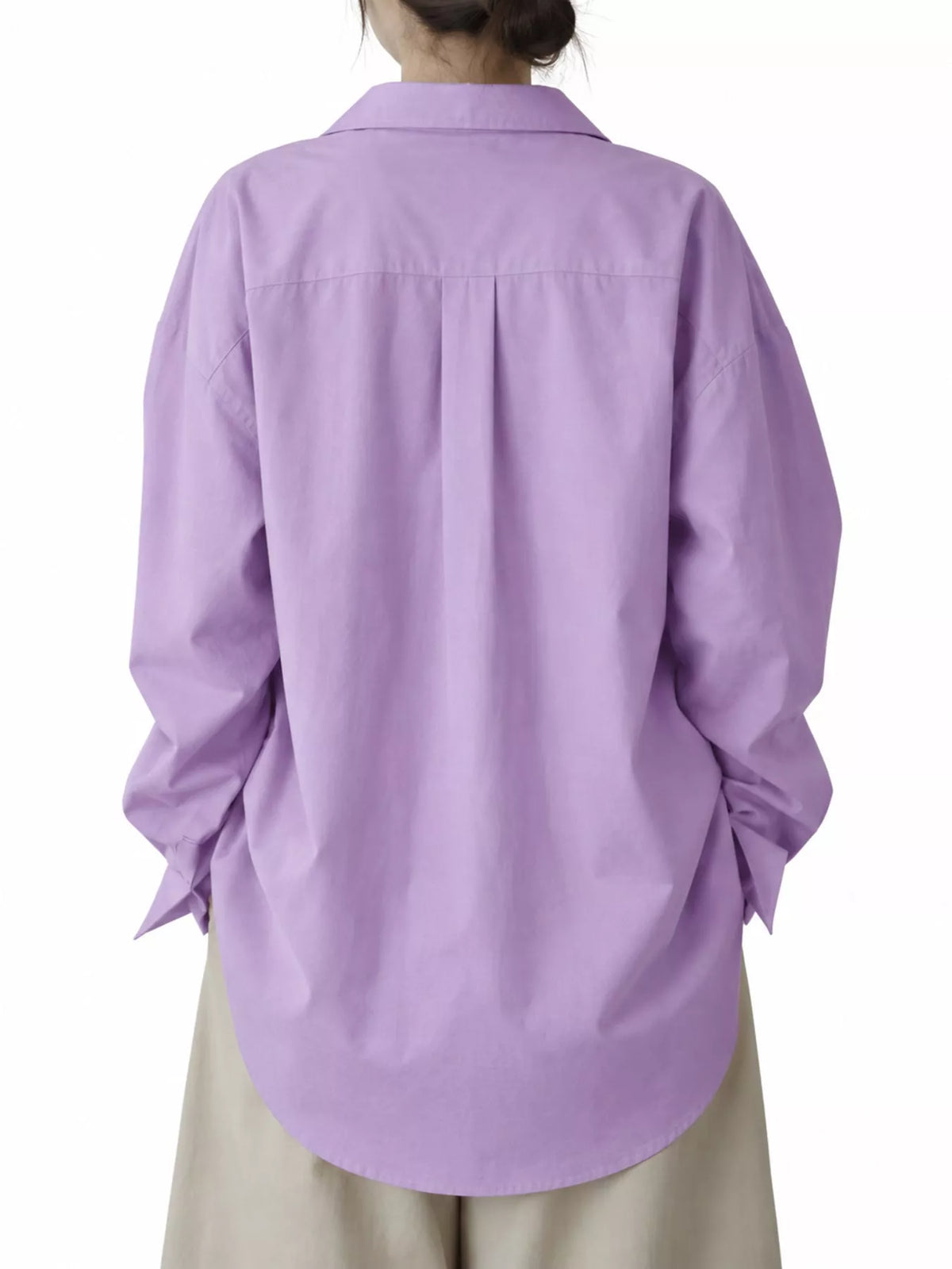 Full Size Oversized Button-Down Long Sleeve Shirt Plus Size