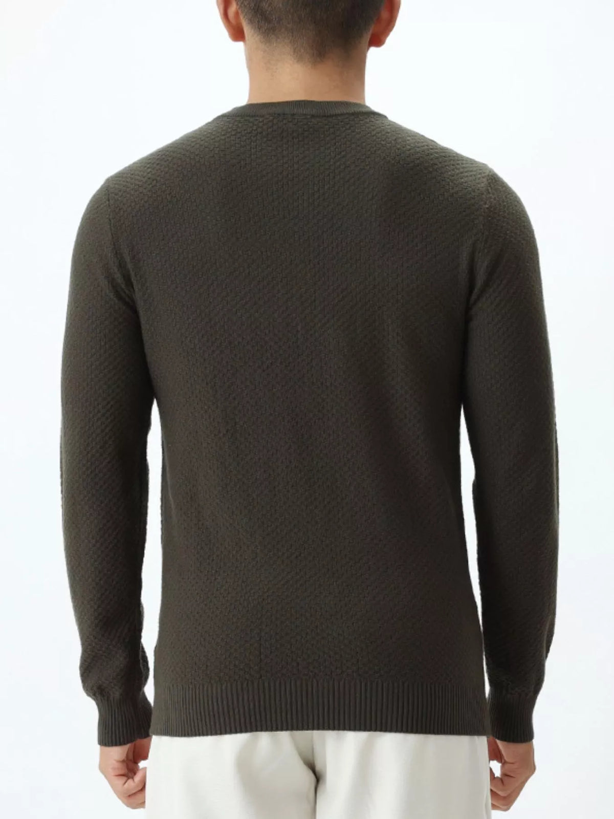 Men's Plus Size Textured Crew Neck Sweater