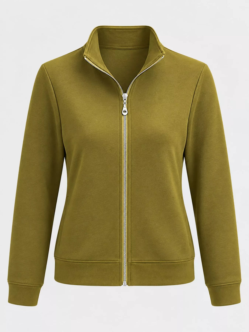 Full Size Stand-Collar Zip-Up Sweatshirt Plus Size